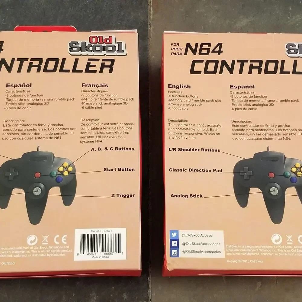 2 N64 Controllers - Atomic Purple & Yellow (NEW) - Nintendo64 - Old Skool